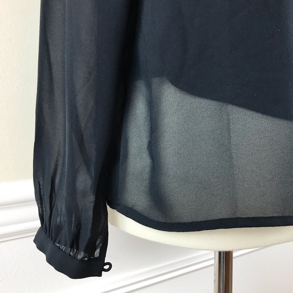 ASOBIO |  Black Long Sleeve Chiffon Blouse - Picture 3 of 5